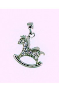 Ciondolo in argento 925%° con cavalluccio a dondolo in zirconi P-1784